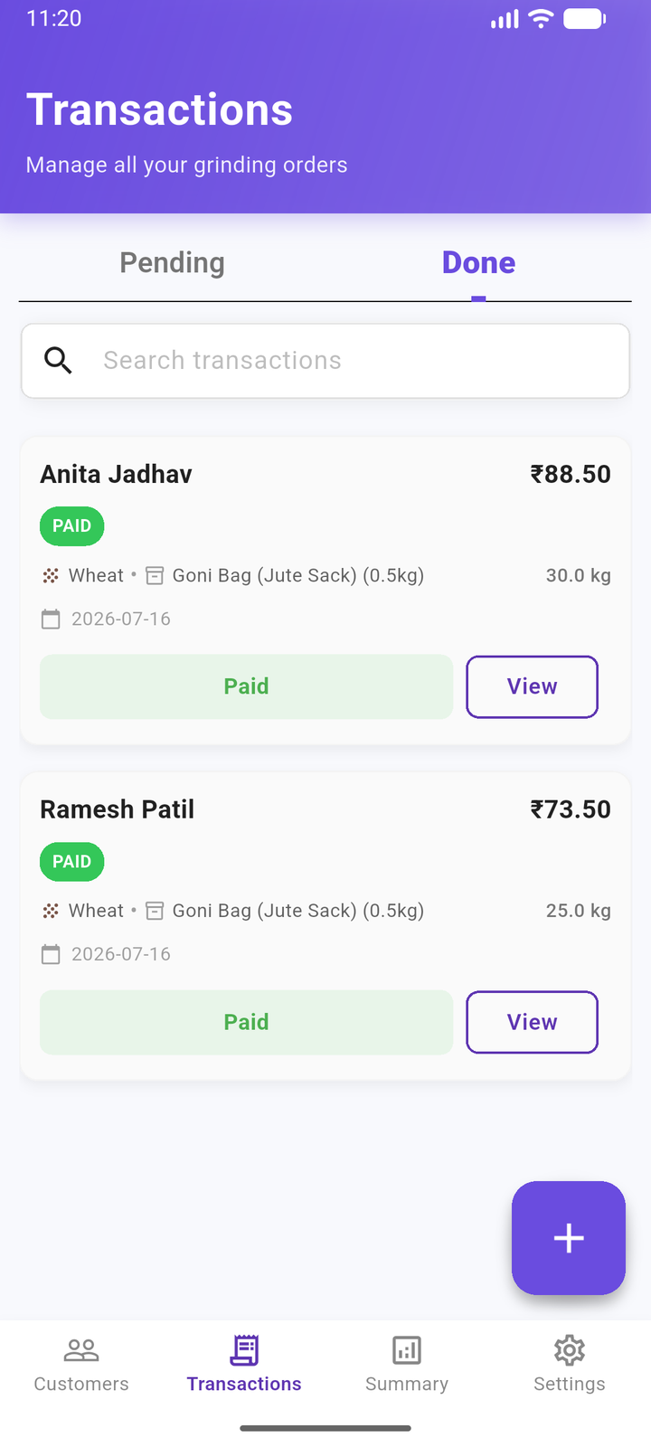 ChakkiBook completed and delivered grinding orders