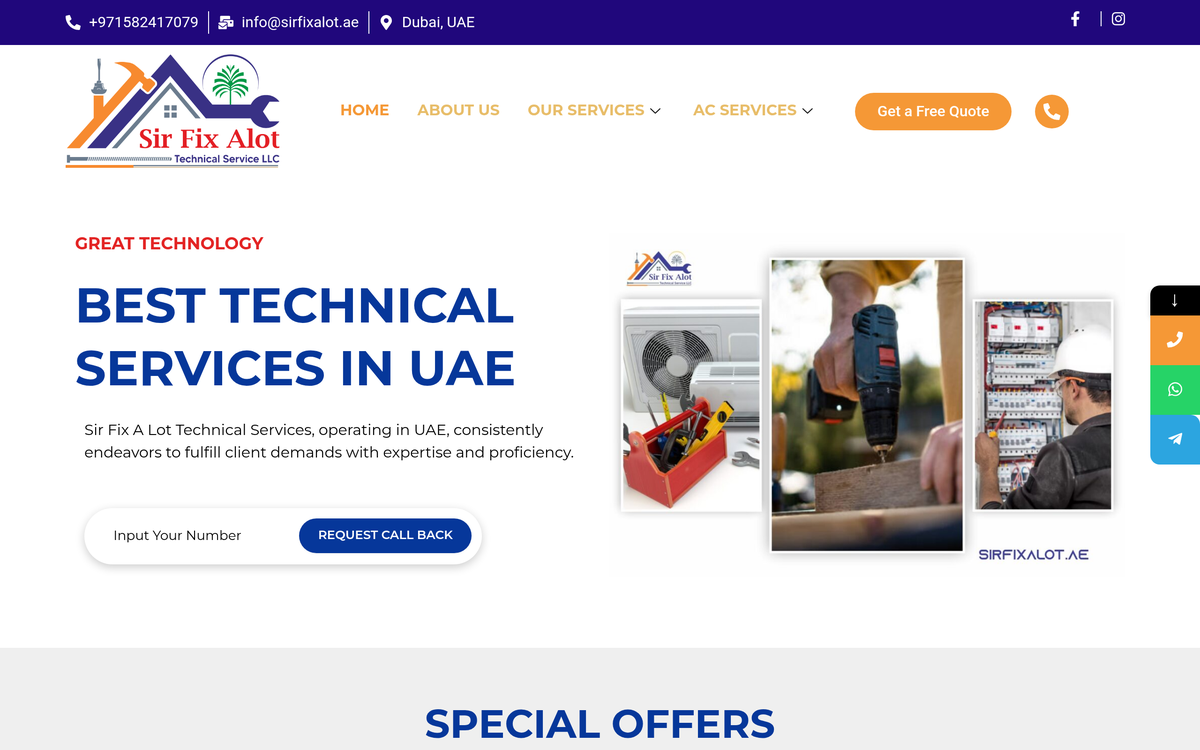 Sirfixalot UAE home services booking website by OET